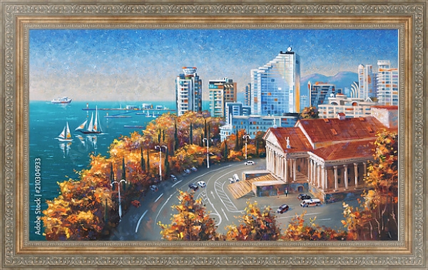 Постер Осень в Сочи с типом исполнения На холсте в раме в багетной раме 484.M48.310