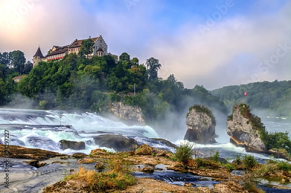 Постер Швейцария, Рейнский водопад с типом исполнения На холсте без рамы