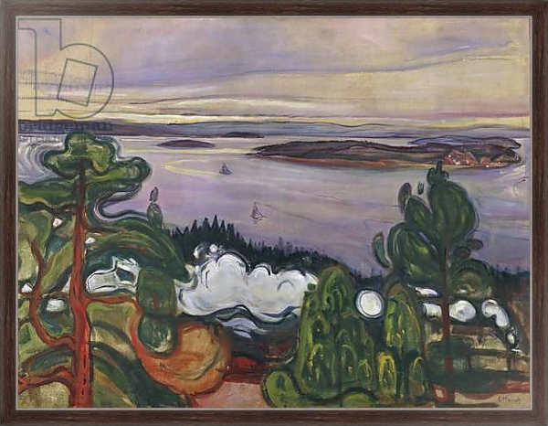 Постер Train smoke, 1900, by Edvard Munch, oil on canvas, 84x109 cm??. Norway, 20th century. с типом исполнения На холсте в раме в багетной раме 221-02