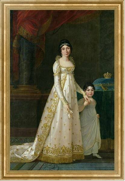 Постер Portrait of Marie-Julie Clary Queen of Naples with her daughter Zenaide Bonaparte 1807 с типом исполнения На холсте в раме в багетной раме NA033.1.051