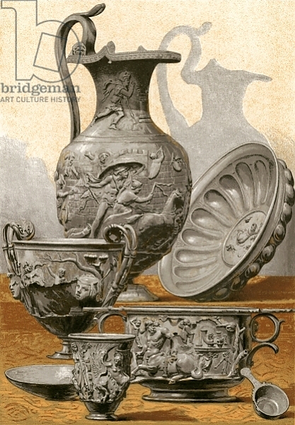Постер Silver Vases found at Bernay с типом исполнения На холсте без рамы