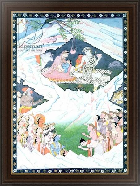 Постер The Holy Family of Shiva and Parvati on Mount Kailash с типом исполнения На холсте в раме в багетной раме 1.023.151