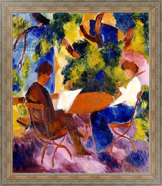 Постер At the Garden Table, 1914 с типом исполнения На холсте в раме в багетной раме 484.M48.310