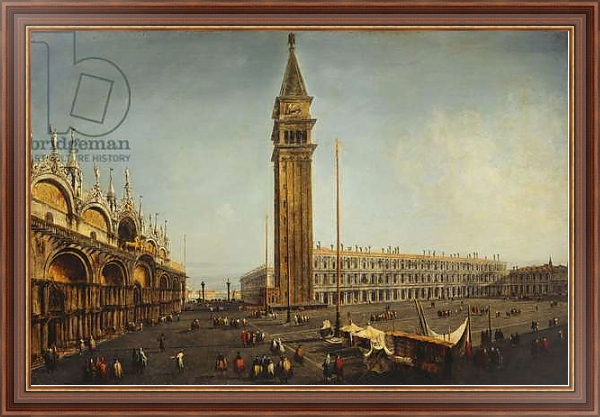 Постер The Piazza San Marco, Venice, from the Torre dell'Orologio, c.1737-9 с типом исполнения На холсте в раме в багетной раме 35-M719P-83