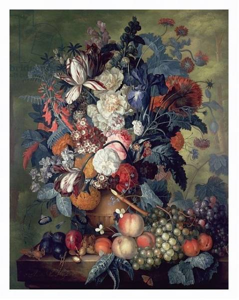 Постер A Vase of Flowers with Fruit с типом исполнения На холсте в раме в багетной раме 221-03