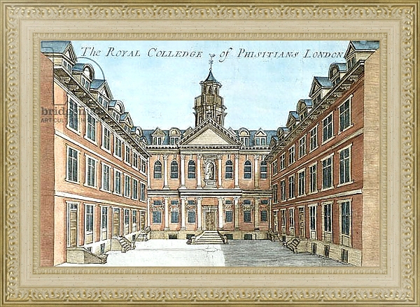 Постер The Royal College of Physicians, c.1700 с типом исполнения Акварель в раме в багетной раме 484.M48.725