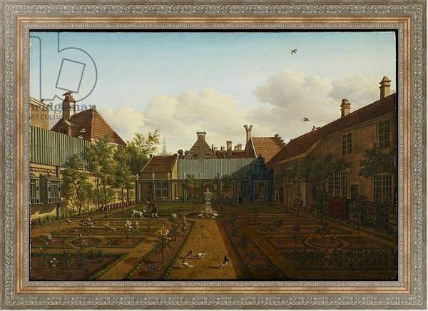 Постер View of a town house garden in The Hague, 1775 с типом исполнения На холсте в раме в багетной раме 484.M48.310