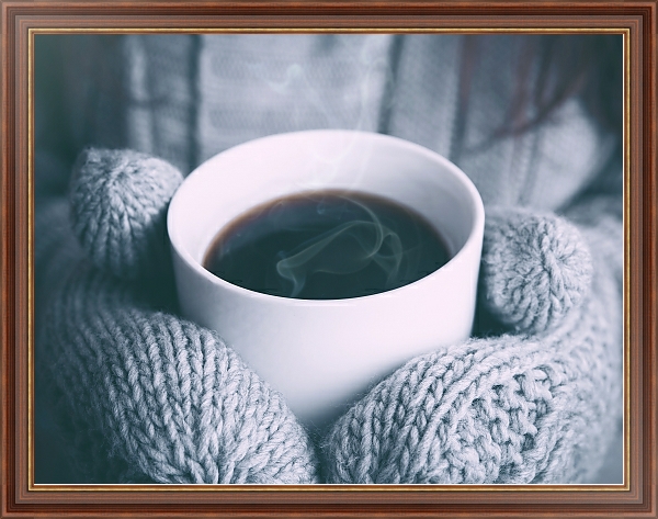 Постер Чашка согревающего кофе с типом исполнения На холсте в раме в багетной раме 35-M719P-83