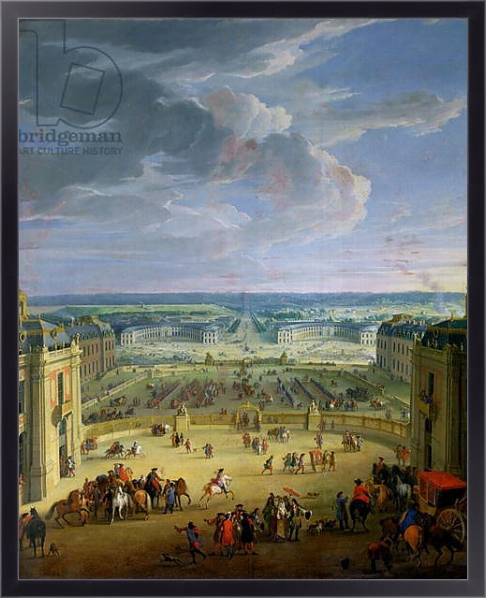Постер Perspective View from the Chateau of Versailles of the Place d'Armes and the Stables, 1688 с типом исполнения На холсте в раме в багетной раме 221-01