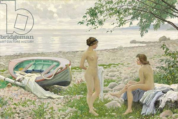 Постер On the beach, 1916 с типом исполнения На холсте без рамы