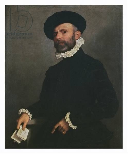 Постер Portrait of a Man holding a Letter, c.1570-75 с типом исполнения На холсте в раме в багетной раме 221-03