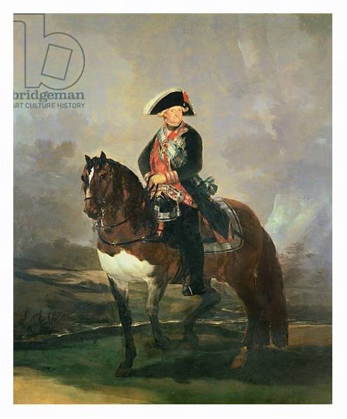 Постер Equestrian portrait of King Carlos IV, 1800-1801 с типом исполнения На холсте в раме в багетной раме 221-03