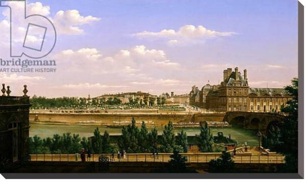 Постер View of the Gardens and Palace of the Tuileries from the Quai d'Orsay, 1813 с типом исполнения На холсте без рамы
