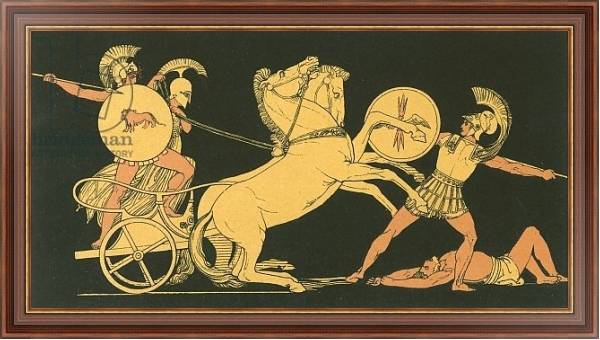 Постер Diomed casting his spear againt Ares с типом исполнения На холсте в раме в багетной раме 35-M719P-83