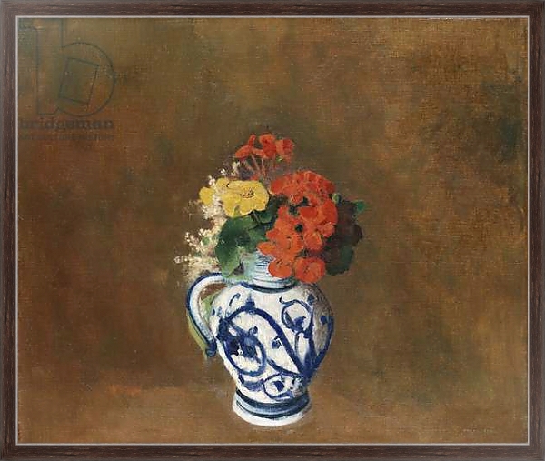 Постер Flowers in a Blue Vase, c.1900 с типом исполнения На холсте в раме в багетной раме 221-02