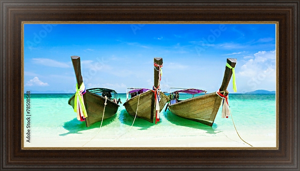 Постер Тайланд. Три традиционные лодки с типом исполнения На холсте в раме в багетной раме 1.023.151
