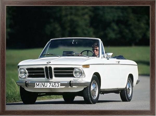 Постер BMW 1600-2 Cabriolet (E10) '1967–71 с типом исполнения На холсте в раме в багетной раме 221-02