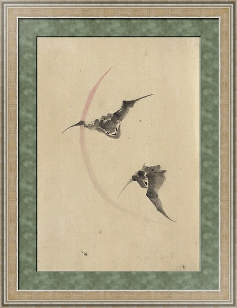 Постер Two bats flying с типом исполнения Акварель в раме в багетной раме 485.M40.584