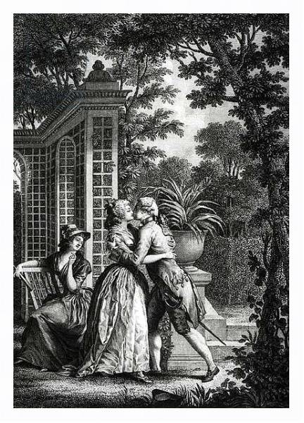 Постер The First Kiss of Love, illustration from 'La Nouvelle Heloise' by Jean-Jacques Rousseau с типом исполнения На холсте в раме в багетной раме 221-03