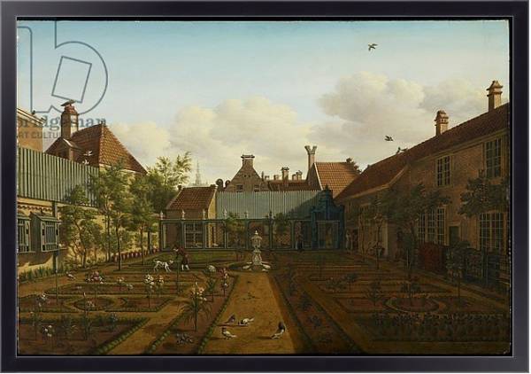 Постер View of a town house garden in The Hague, 1775 с типом исполнения На холсте в раме в багетной раме 221-01