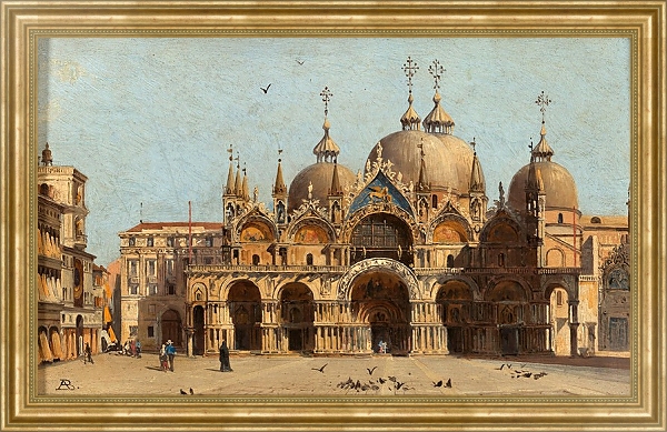Постер Venice, La facciata della Basilica S. Marco с типом исполнения На холсте в раме в багетной раме NA033.1.051