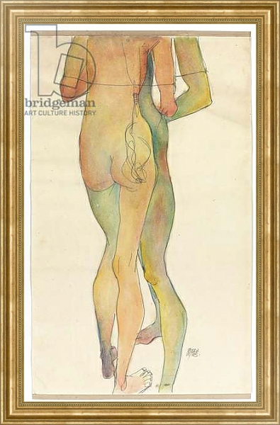 Постер Zwei Stehende Akte, 1913 с типом исполнения На холсте в раме в багетной раме NA033.1.051