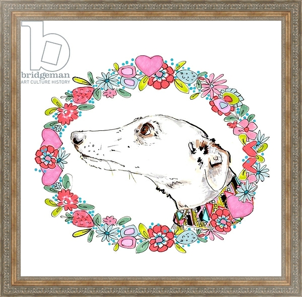 Постер Silvertips Greyhound With Floral Border, 2012 с типом исполнения На холсте в раме в багетной раме 484.M48.310