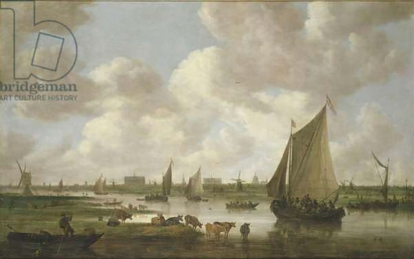 Постер A View of Leiden from the North East с типом исполнения На холсте без рамы