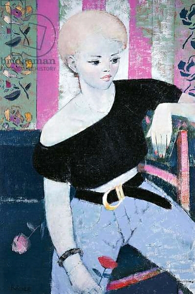 Постер Girl with Rose с типом исполнения На холсте без рамы