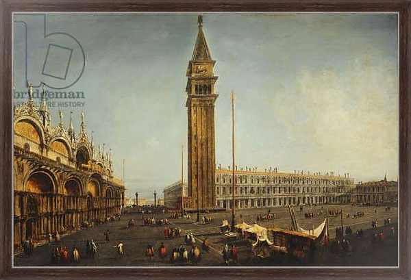 Постер The Piazza San Marco, Venice, from the Torre dell'Orologio, c.1737-9 с типом исполнения На холсте в раме в багетной раме 221-02