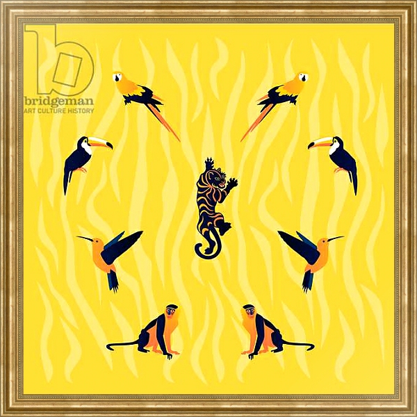Постер animals-yellow-black с типом исполнения На холсте в раме в багетной раме NA033.1.051