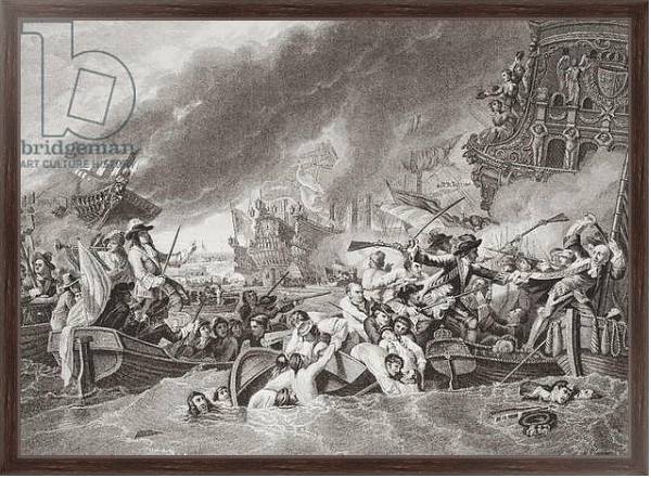 Постер The Battle of La Hogue, Destruction of the French fleet, May 22, 1692 с типом исполнения На холсте в раме в багетной раме 221-02