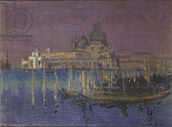 Постер Nocturne: The Dogana and Santa Maria della Salute, Venice, 1896 с типом исполнения На холсте без рамы