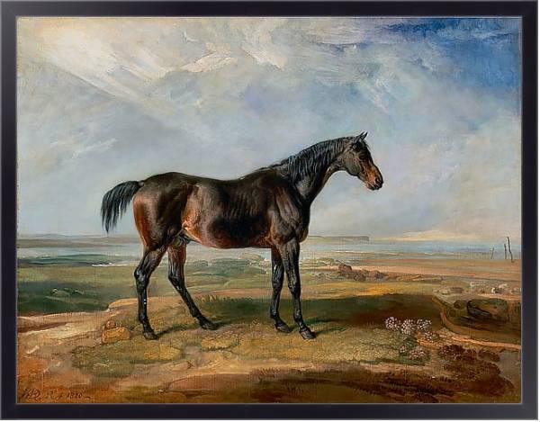 Постер Racehorse Standing in a Coastal Landscape an Estuary Beyond 1820 с типом исполнения На холсте в раме в багетной раме 221-01