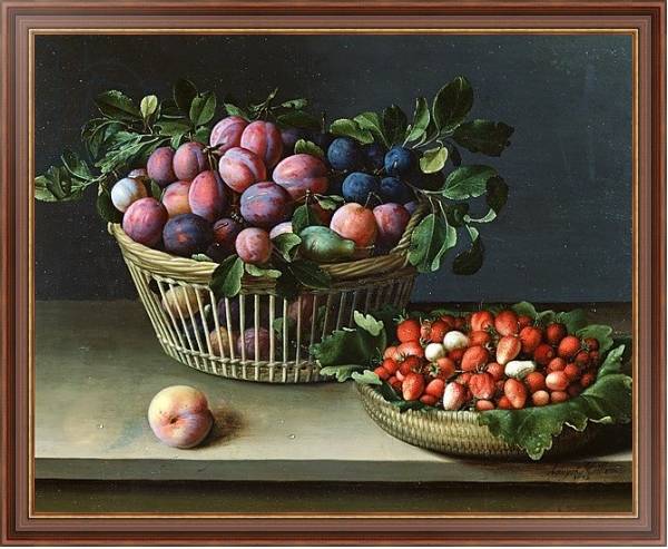 Постер Basket of Plums and Basket of Strawberries, 1632 с типом исполнения На холсте в раме в багетной раме 35-M719P-83