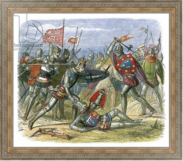 Постер King Henry V attacked by the duke of Alencon at the battle of Agincourt с типом исполнения На холсте в раме в багетной раме 484.M48.310