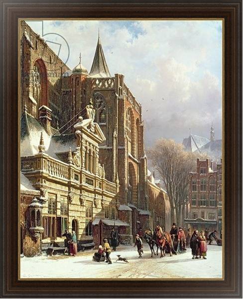 Постер View of the Hoofdwacht and the Grote Kerk, Zwolle с типом исполнения На холсте в раме в багетной раме 1.023.151