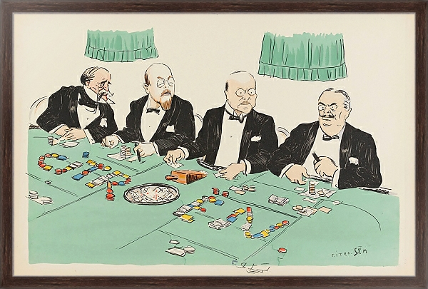 Постер quatre personnages au casino с типом исполнения На холсте в раме в багетной раме 221-02