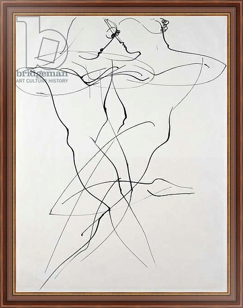 Постер Two figures in opposing motion, dance, 1928, by Oskar Schlemmer. Germany, 20th century. с типом исполнения На холсте в раме в багетной раме 35-M719P-83
