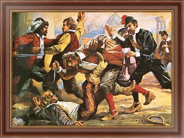 Постер Caravaggio in a brawl с типом исполнения На холсте в раме в багетной раме 35-M719P-83
