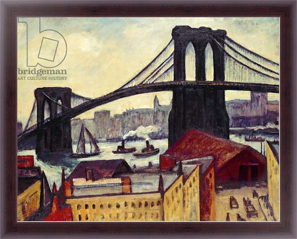 Постер View of Brooklyn Bridge с типом исполнения На холсте в раме в багетной раме 221-01