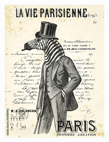 Постер Парижская жизнь с типом исполнения На холсте в раме в багетной раме 221-03