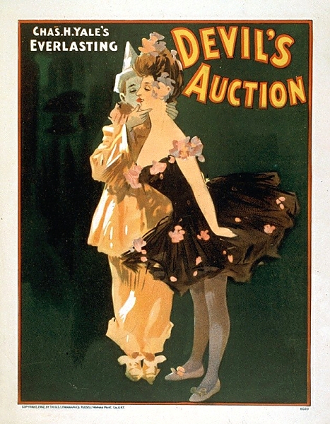 Постер Chas. H. Yale’s everlasting Devil’s auction с типом исполнения На холсте без рамы