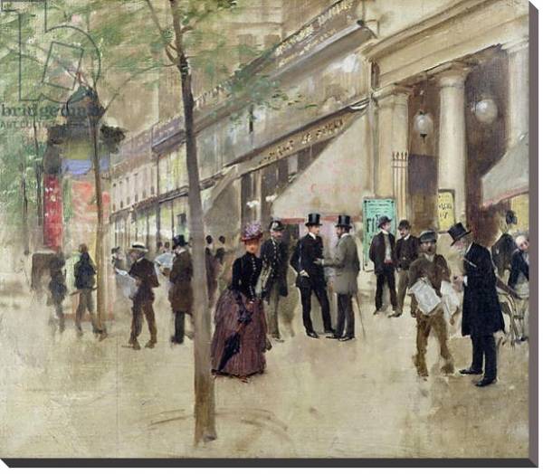 Постер The Boulevard Montmartre and the Theatre des Varietes, c.1886 с типом исполнения На холсте без рамы