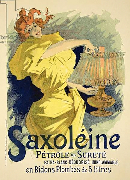 Постер Reproduction of a poster advertising 'Saxoleine', safe parrafin oil, 1896 с типом исполнения На холсте без рамы