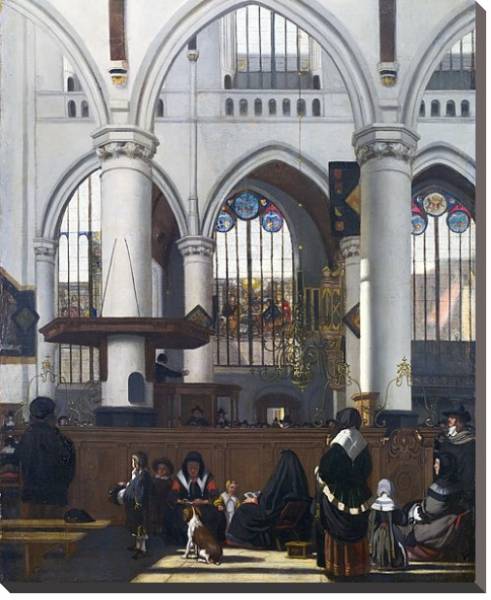 Постер Интерьер церкви Аудекерк, Амстердам с типом исполнения На холсте без рамы