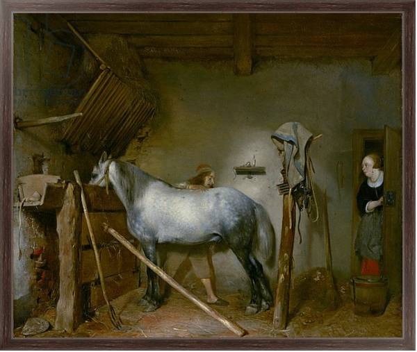 Постер Horse in a Stable, c.1652-54 с типом исполнения На холсте в раме в багетной раме 221-02