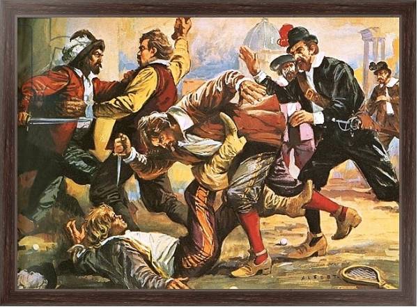 Постер Caravaggio in a brawl с типом исполнения На холсте в раме в багетной раме 221-02