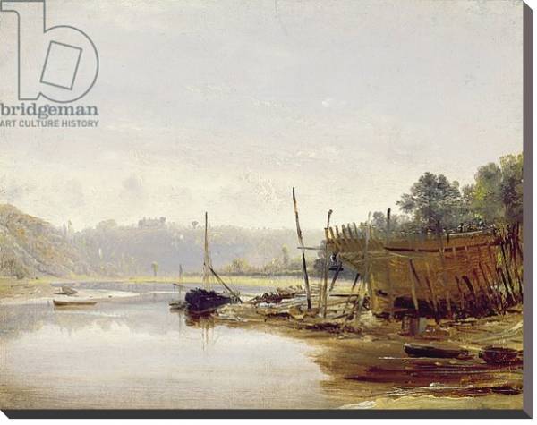 Постер Boat Building near Dinan, Brittany, c.1838 с типом исполнения На холсте без рамы