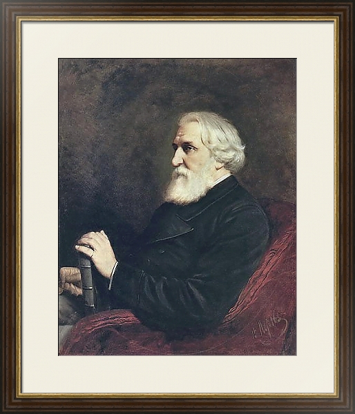 Постер Портрет писателя Ивана Сергеевича Тургенева. 1872 с типом исполнения Под стеклом в багетной раме 1.023.036